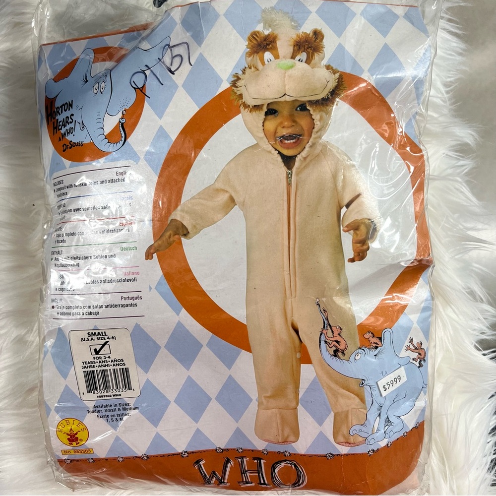 Dr. Seuss Horton Hears A Who Kids One Piece costume Footie S 4-6